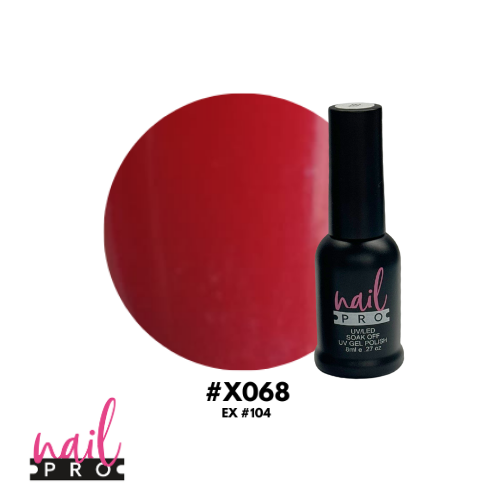 NAIL PRO Esmalte Permanente 8 ml X068 (ex104) Rojo Tradicional