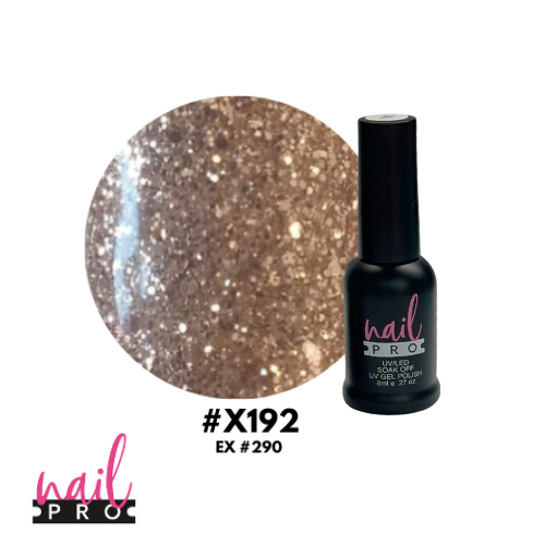 NAIL PRO Esmalte Permanente 8 ml X192 (ex290) Glitter Dorado