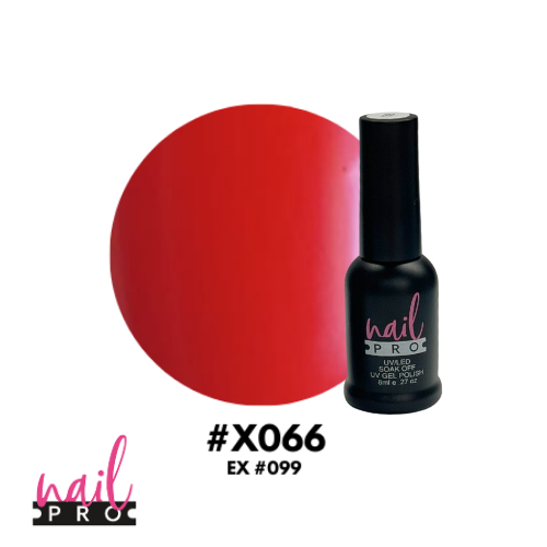 NAIL PRO Esmalte Permanente 8 ml X066 (ex099) Rojo Intenso