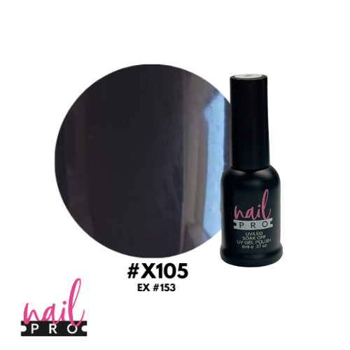 NAIL PRO Esmalte Permanente 8 ml X105 (ex153) Negro Intenso