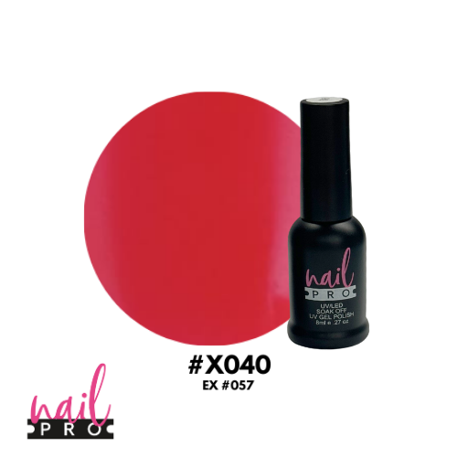 NAIL PRO Esmalte Permanente 8 ml X040 (ex057) Rojo Coral fluor