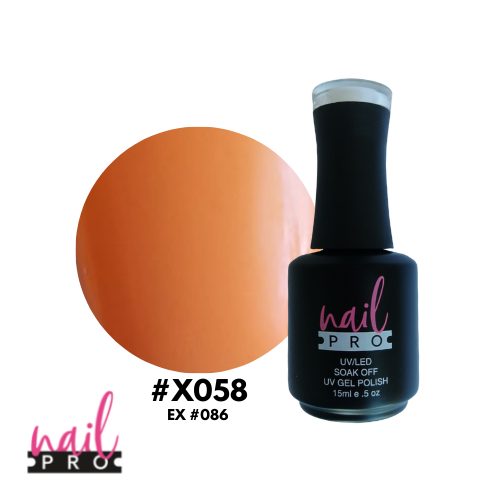 NAIL PRO Esmalte Permanente X058 (ex086) Naranjo Pastel Fluor