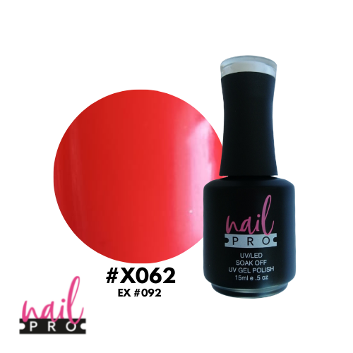 NAIL PRO Esmalte Permanente X062 (ex092) Naranjo rojo Fluor