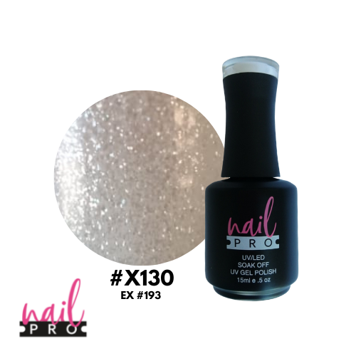 NAIL PRO Esmalte Permanente X130 (ex193) Traslúcido micro glitter silver