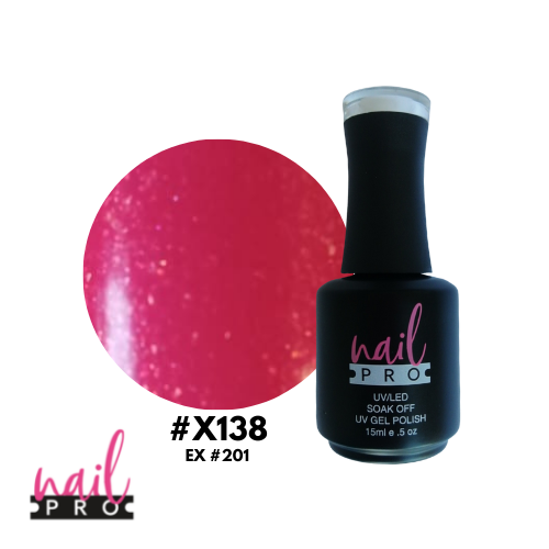 NAIL PRO Esmalte Permanente X138 (EX201) Fucsia microglitter