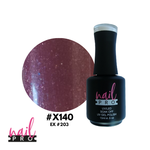 NAIL PRO Esmalte Permanente X140 (ex203) Morado con Micro glitter