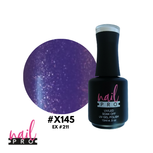 NAIL PRO Esmalte Permanente X145 (ex211) Morado micro glitter