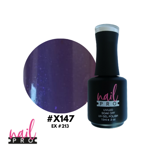 NAIL PRO Esmalte Permanente X147 (ex213) Morado Microglitter azul