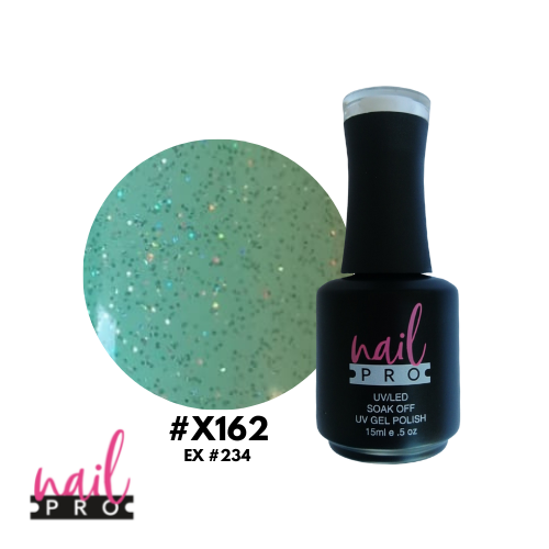 NAIL PRO Esmalte Permanente X162 (ex234) Verde glitter