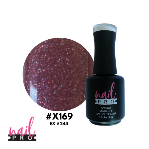 NAIL PRO Esmalte Permanente X169 (ex244) Morado micro glitter