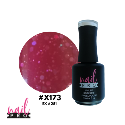 NAIL PRO Esmalte Permanente X173 (ex251) Rosa Burdeo con glitter