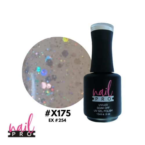 NAIL PRO Esmalte Permanente X175 (ex254) Glitter Traslúcido holo