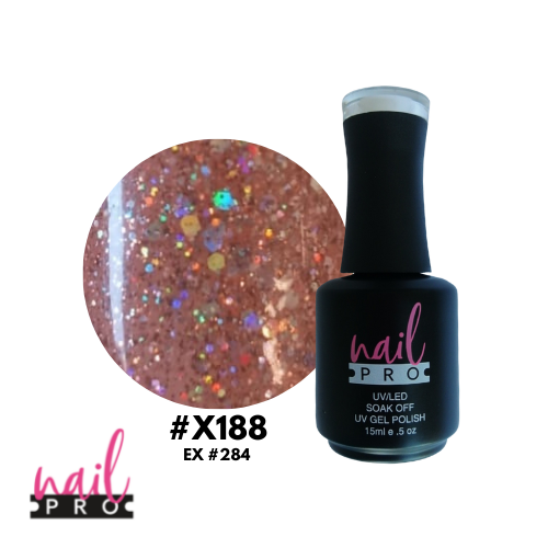 NAIL PRO Esmalte Permanente X188 (ex284) Rosa Glitter