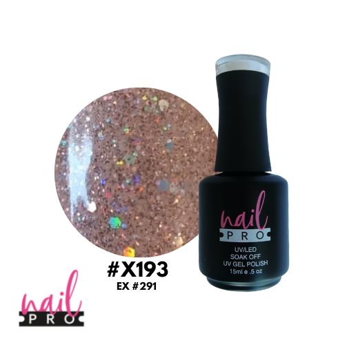 NAIL PRO Esmalte Permanente X193 (ex291) Champagne Rosa con glitter