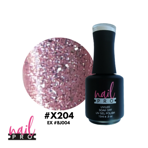 NAIL PRO Esmalte Permanente X204 (exBJ004) Rosado Glitter intenso