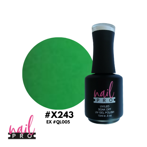 NAIL PRO Esmalte Permanente X243 (exQL005) Verde Manzana Fluor